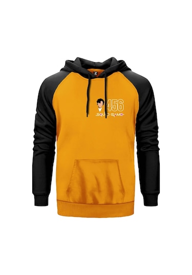 Squid Game 456 Sarı Reglan Kol Unisex Sweatshirt Hoodie Sarı