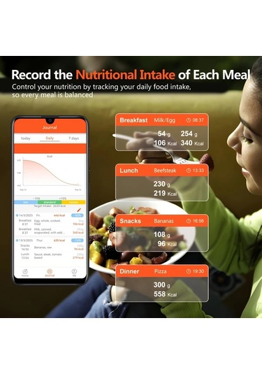 Honeybeeshop Beyaz 1 Adet Akıllı Dijital Gıda Tartısı Besin Hesaplayıcılı Usb Şarj Edilebilir Gram Ons Diyet Keto Makro Kalori Takibi 9.98kg Beyaz