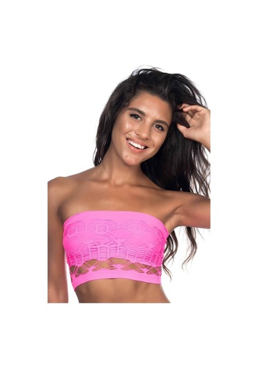 Emay 4050 Double Örgü Straplez Korse Fuşya 001