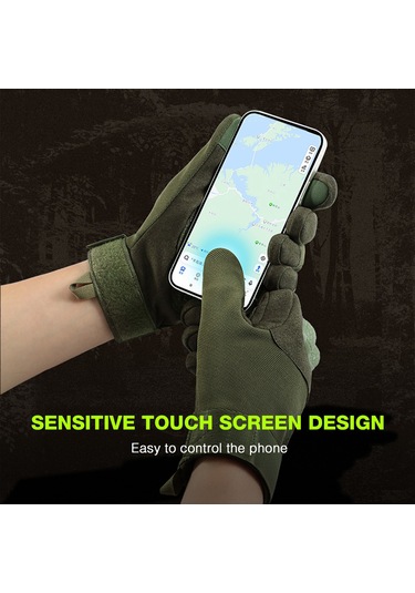 Geeksen Erkek Tam Parmak Askeri Eldiveni - Dağcılık Spor Bisiklet Sürüşü İçin Kaymazsız Dokunmatik Ekran Uyumlu - Çöl Sarısı Xl Sarı