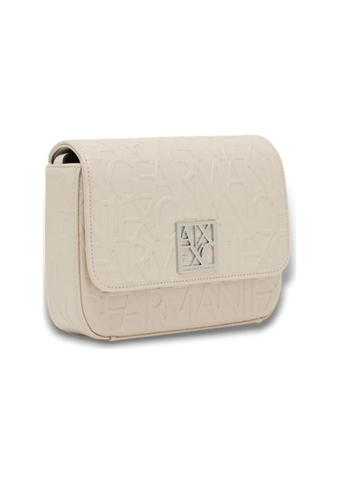 Kadın Kabartma Monogram Desenli Omuz Çantası - Krem Valley