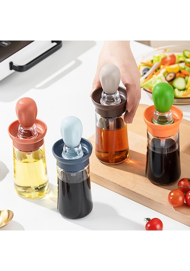 Hfambition Ev Fırında Ve Bahçe Barbeküs İçin Silikon Yağlı Fırça, Dozajlı Yağ Sokucu, Turuncu-yesil, Pratik Kullanım Çok Renkli