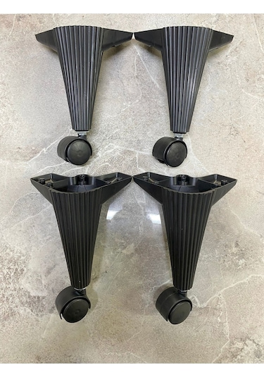 Tekerlekli Sehpa Masa Ayağı, Akıllı Sehpa Ayağı, Sihirli Sehpa Ayağı Siyah 4 Adet 360 Derece 20 Cm T