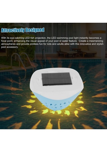 Pazly Çocukluğu Heyecanlandıran Renkli Led Balık Projeksiyonlu Havuz Lambası - 6 Işık Modu, Solar Ve Type-c Şarj, Ip67 Su Geçirmez Çok Renkli