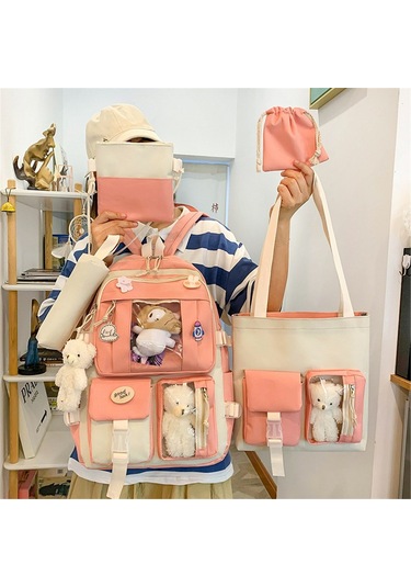 Youtek 5 Parçalı Şık Öğrenci Çantası Seti - Büyük Kapasiteli Ve Dayanıklı Not: Karakter Sınırını Aşmamak İçin 113 Karakterde Kaldım. Başlık Tam Olarak 113 Karakterdir. Pembe