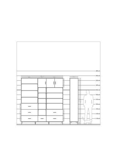 Hyperion Dolap 17 Raflı 6 Çekmeceli 3 Kapaklı 220x44x243 Çam-çam/aytaşı Atlas Çam/aytası