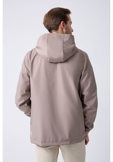 Freemen Erkek Vizon Astarlı Kanguru Su Ve Rüzgar Geçirmez Kapüşonlu Yağmurluk Vizon