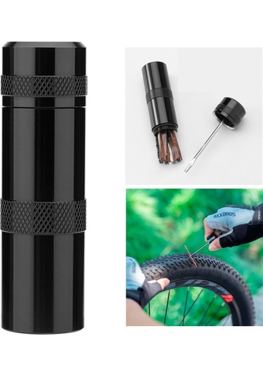 Rockbros Vvt-1puls Taşınabilir Bisiklet İçsiz Lastik Tamir Takımı Pin Kauçuk Şerit Aracı Saklama Kutusu İle Siyah