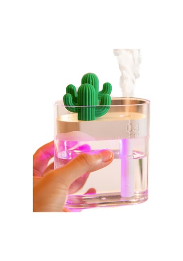 Tenfowee Cactus Şekilli Usb Nemlendirici 160ml - 7 Renkli Gece Lambası, Nano Sprey Teknolojisi, Ev/ofis Kullanıma Uygun