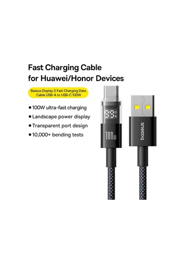 Baseus Display 00100w Usb-a - Type-c Hızlı Şarj Kablosu, Uzunluk:2m 001