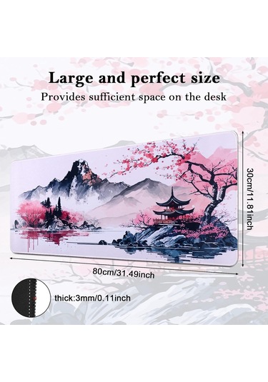 Yuntech01 80x30cm Büyük Oyuncu Fare Padı - Su Geçirmez, Kaymazsız Kauçuk Tabanlı, Ofis Ve Ev Kullanıma Uygun, Dayanıklı İkili Nakışlı Kenarlar