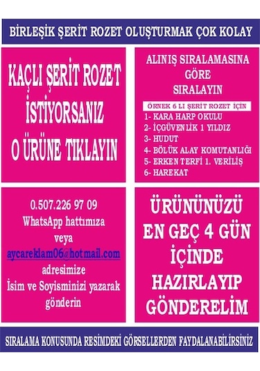 6'Li Birleştirilmiş Şerit Rozet Çok Renkli