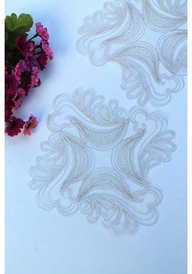 6 Adet Kare Motifli Krem Gold Simli Bardak Altlığı & Peçete Altın