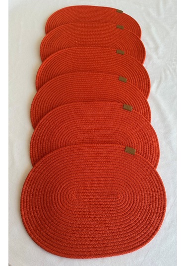 Jüt Amerikan Servis Sofra Altlığı, Masa Dekoru Supla Oval 30x40 6lı Turuncu