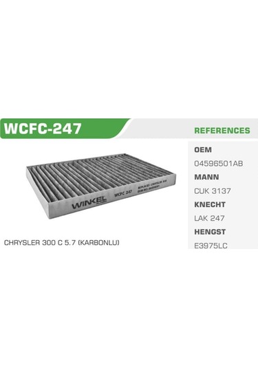 WINKEL WCFC-247 Polen Filtresi 300 C 04-12 Karbonlu