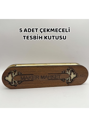 5 Adet Çekmeceli Tesbih Kutusu - Ceviz Model-746 04