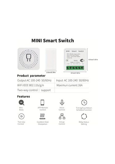 Motion003 2 Adet 16a Mini Akıllı Wifi Anahtarı Alexa Google Home Uyumlu Ewelink Otomasyonu