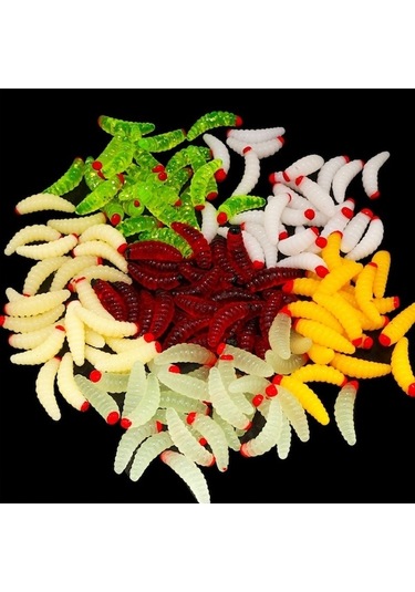 Tongxida 100 Adet Kırmızı Başlı Ekmek Solucanı Sahte Yem Paketi