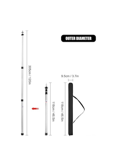 Artfulabode Yürüyüşü Yedek Tente Tent Siyah Sırt Pol Plaj Kamp Kalınlaştırılmış Direkler Direği Destek Çubukları Çubuğu Çantası Çadır Çadır Çadır Barınağı Ayarlanabilir Alüminyum Alaşım Aksesuarları Ut Siyah