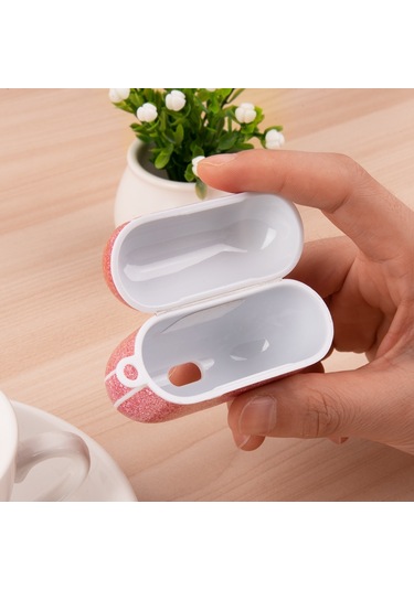 Airpods Uyumlu Pro Glitter Toz Cilt Dokusu İçin Pc Tws Kulaklık Kılıfı Gümüş