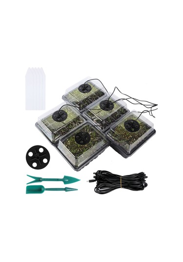 Sones 5 Set Bitki Tohumu Başlangıç Tepsisi Seti, Büyüme Işığıyla Fide Tepsisi Başlatıcısı Siyah