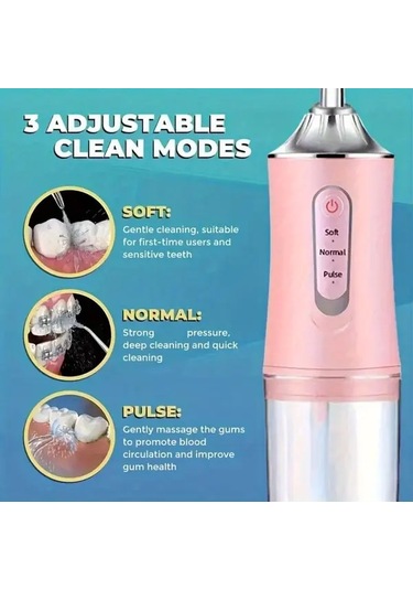 Willowhaven Pembe Kablosuz Şarjlı Diş İpi 4 Nozzle 360 Döner Başlık