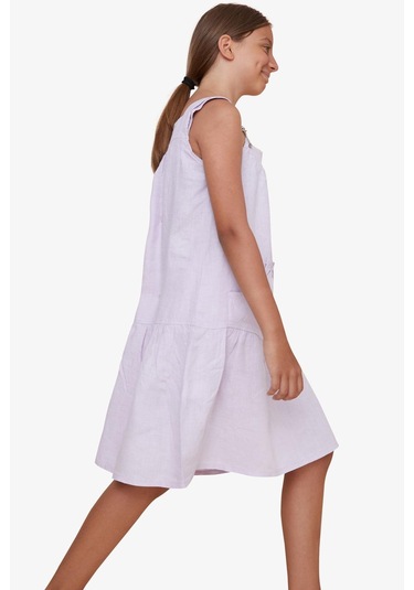 Escabel Kız Çocuk Jile Elbise Cepli Askılı 5-9 Yaş, Lila Lila