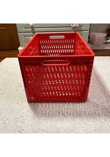 Alpbx Delikli Kırmızı Plastik Kasa 60x40x32 Cm - Sepet 65 Litre