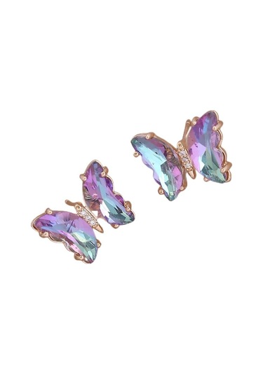 Kelebek Kolye Küpe Kadınlar İçin Basit Kübik Zirkonya Altın Kelebek Kolye Küpe Kolye Sevimli Kristal Kelebek Takı Seti Kadın Hediye Takı Diğer