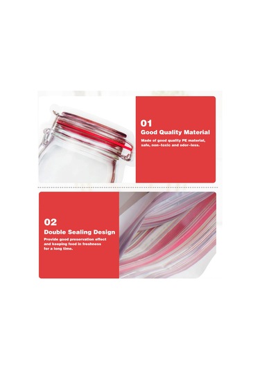 Fosenze 3 Adet Kırmızı Mason Kavanoz Desenli Pe Muhafaza Poşeti - Çift Kapaklı, Buzdolabına Uygun, Seyahat Ve Atıştırmalık Saklama Kırmızı