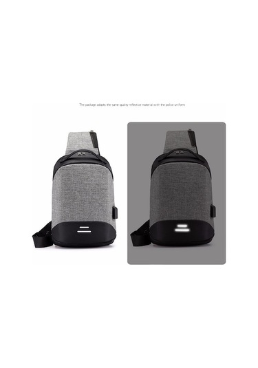 Maoyaya Kulaklık Hattı Deliği Oxford Taşınabilir Gri Tek Omuz Günlük Çantası, Usb Şarjlı Çok Fonksiyonlu Gri