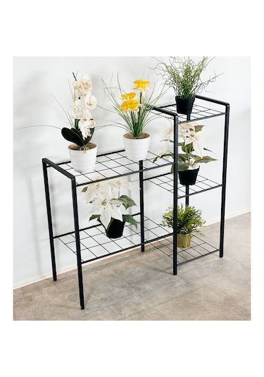 Metal Çiçek Standı Saksı Standı Çiçeklik Raf Bitki Rafı 2145