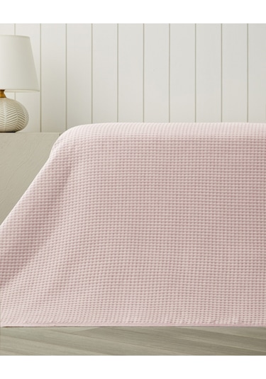 Modern Grid Çift Kişilik Pike 180x220 Cm Pembe