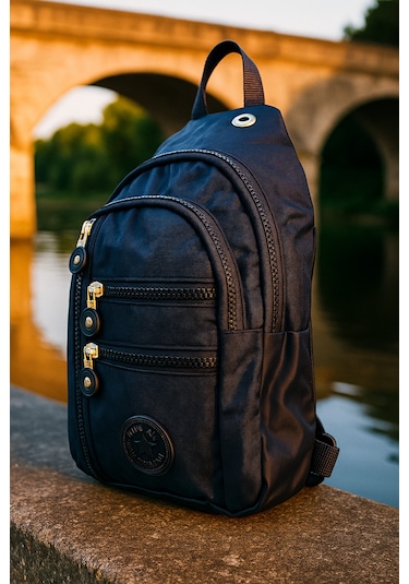 Newish Polo Kadın Krinkıl Kumaş Çapraz Tek Kol Göğüs Ve Omuz Sırt Çantası-crossbody Bag Siyah