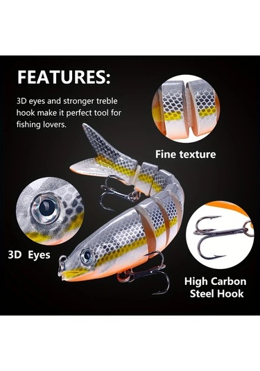 Fochsia 16 Parça Çok Eklemli Yem Swimbait Batçan Yem 8 Segmanlı Kıvrık Yem Balıkçılık Takımı