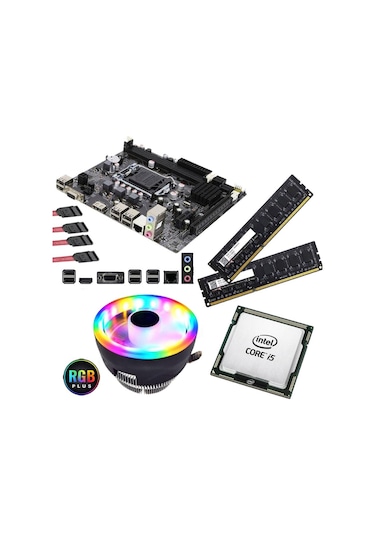 J-Tech İ5-2400 İşlemci + Turbox H61 1155 Pin Anakart + 8 GB Ram + RGB CPU Fan Bundle Motherboard