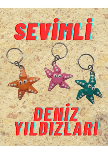 Sevimli Hareketli Deniz Yıldızı Anahtarlık - 1 Adet Çok Renkli