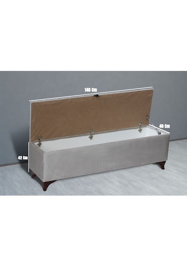 Vetra Chester Model Krem Sandıklı Puf  Kapitoneli Model 140cm Sandıklı Bank