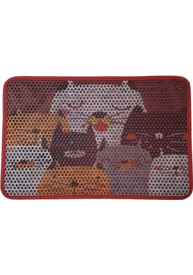 Nanbell Elekli Çift Katlı Kedi Kumu Paspası 60x45 Cm Desenli 1