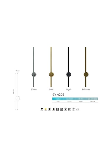 Goya 12w Dekoratif Led Aplik - 4208 - Krom