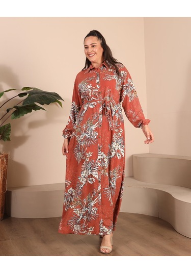 Kadin Buyuk Beden Yazlik Elbise Plus Tesettur Giyim Uzun Elbise 001