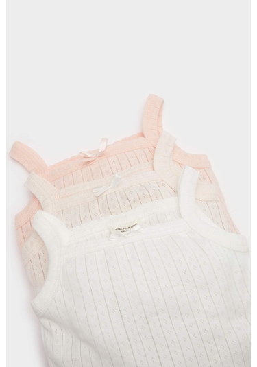 DeFacto Kız Bebek Yenidoğan Kare Yaka 3'lü Askılı Çıtçıtlı Body C4390A525SMPN324