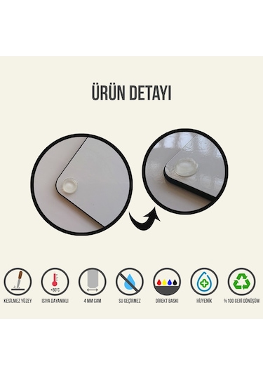 Decorita Cam Kesme Tahtası | Beyaz Mermer Görünümlü | 3'lü Takım