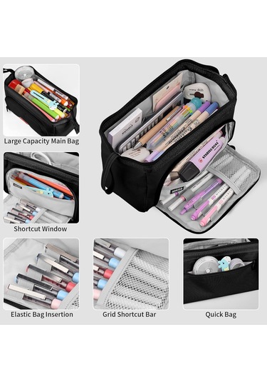 Büyük Kapasiteli Kalem Kutusu, Saplı Kalem Kutusu, Kızlar İçin Kalem Kutusu, Okul Malzemeleri, Ofis Düzenleyici, Makyaj Çantası Th