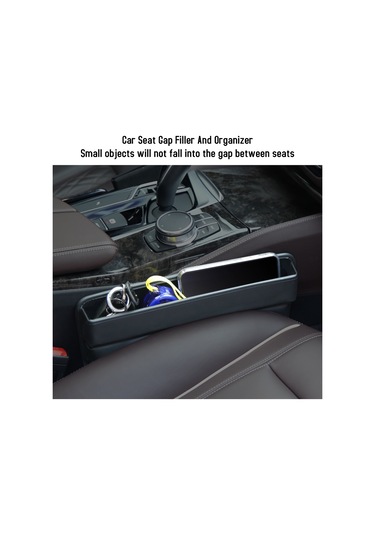 Suofeng Siyah Deri Araba Koltuk Aralığı Dolgusu Organizatörü - 33cm Araç Çekmecesi Depolama Kutusu