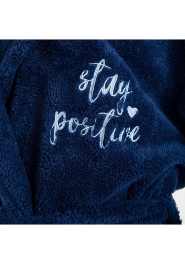 Uzun Welsoft Kapüşonlu Kadın Sabahlık Lacivert