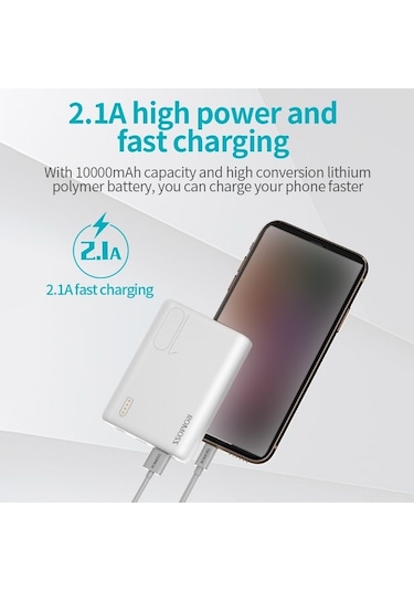 Novahub Romoss Mini 10000mah Hızlı Şarjlı Çift Usb Cihaz, Beyaz