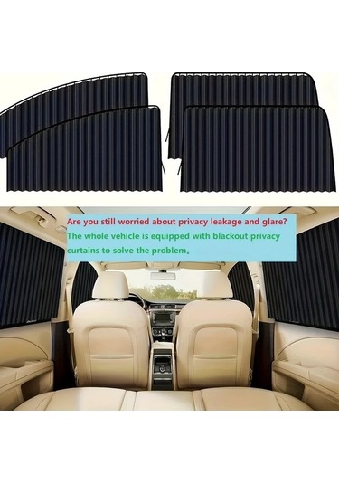 Pazly 2 4 Adet Araba Pencere Kapağı Ön Cam Arka Cam Taşınabilir Ayarlanabilir Manyetik Izgara Perde - Evrensel Modeller İçin Polyster Malzeme