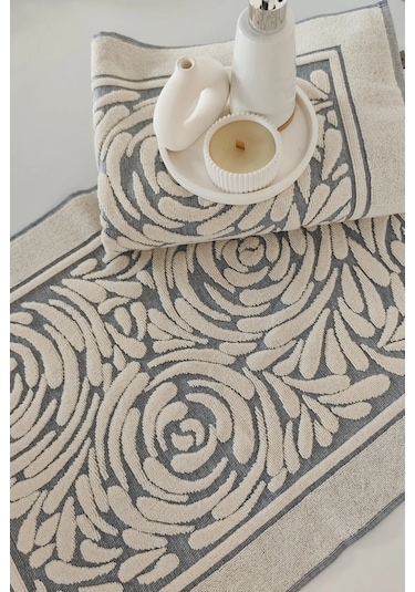 2'li Zemini Renkli %100 Pamuk Ayak Havlusu İndigo