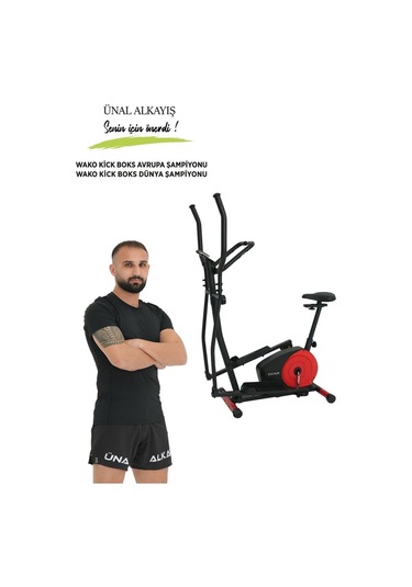 Kochler 2'si 1 Arada Nabız Ölçer Kondisyon Bisikleti - Egzersiz Aleti - Eliptik Bisiklet - Kondisyon Aleti Siyah